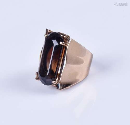 14K YG smoky topaz ring