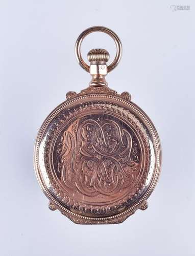 18K YG hunt case pocket watch, case only