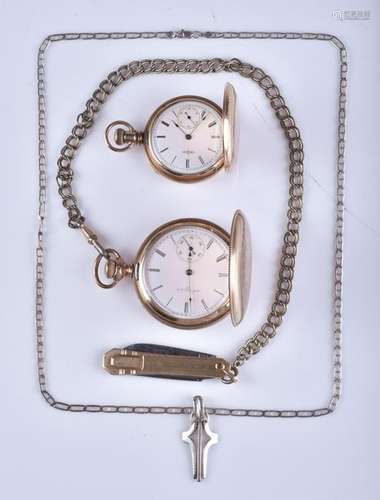 (2) Elgin YGF HC pocket watches, Italian horn