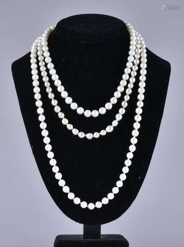 (3) pearl necklaces, 16