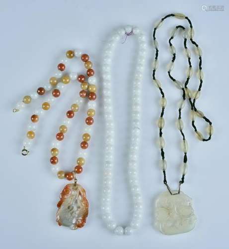 Jade and carnelian necklaces/pendants