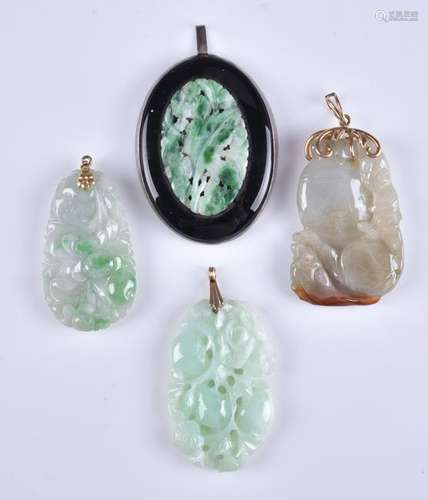 (4) carved jade pendants