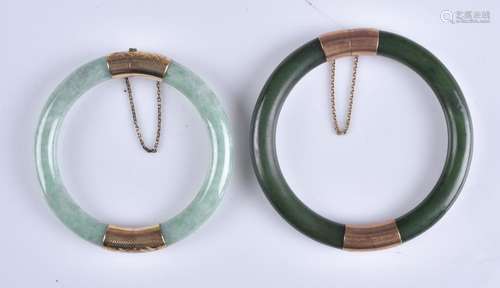 (2) jade hinged bangles