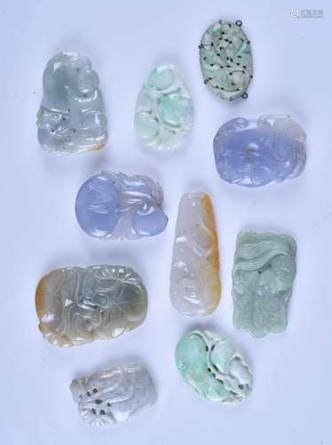 (10) carved jade pendants/medallions