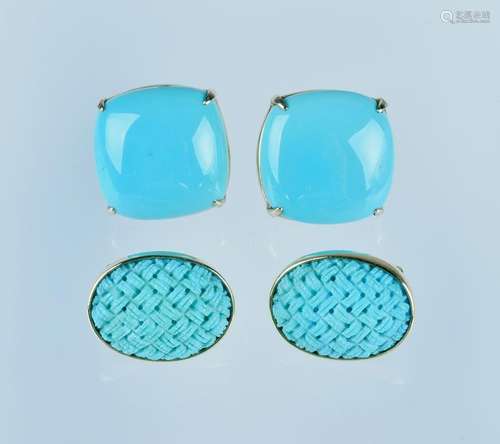 (2) Pairs Turquoise and YG earrings Earrings