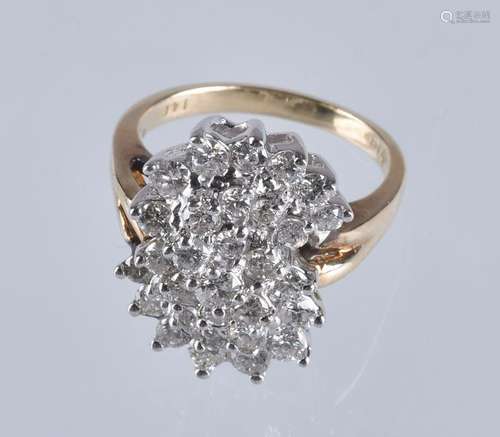 14K Gold Cluster Diamond Ring