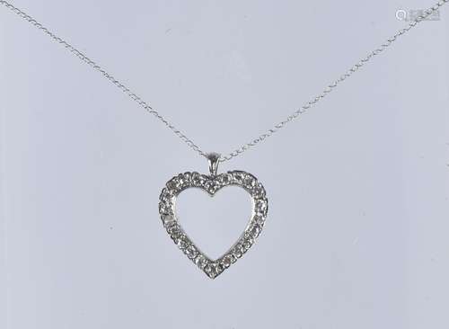 14K Gold Diamond Heart Pendant and Chain