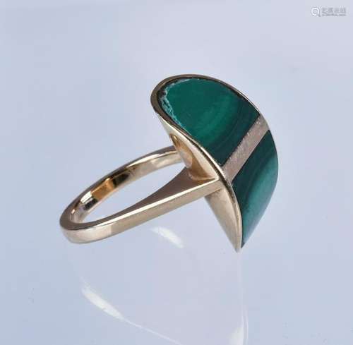 14K YG & malachite Jens Asby Modern Design ring