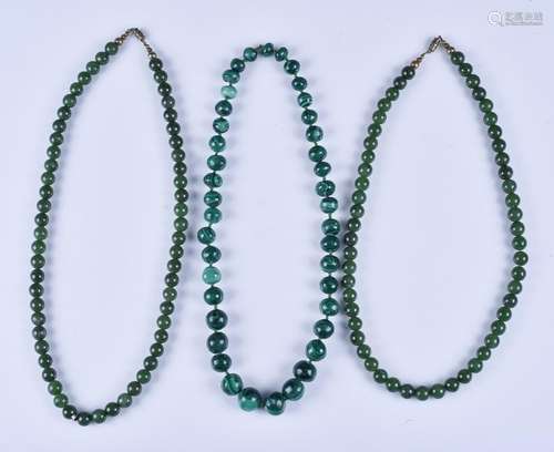 3 strands malachite/jade beads, 20