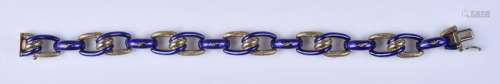 18K YG Uno-A-Erre black enameled link bracelet