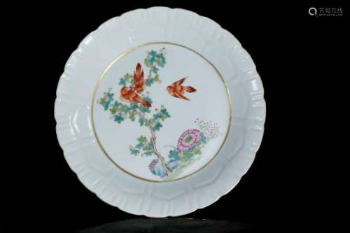 A famille-rose 'bird and flower' plate