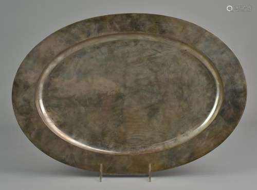 Oval sterling silver tray, Dominick & Haff