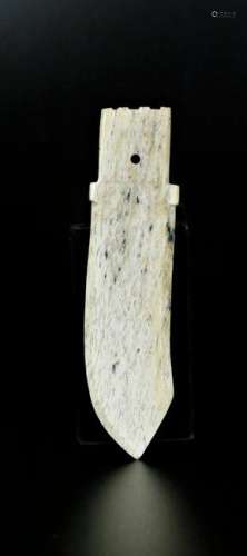 A chikeb bone white jade pendant in shape of sword
