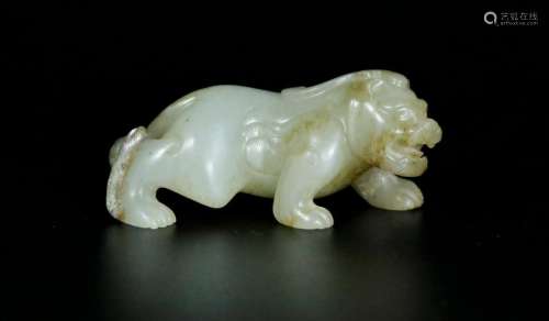 A white jade carved unicorn