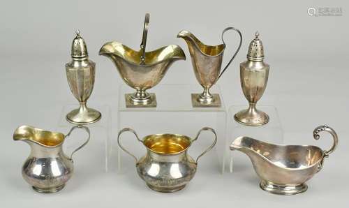 (2) pr sterling silver creamer/sugar sets, shakers