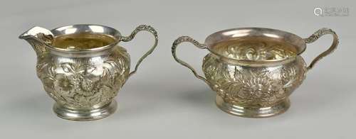 S Kirk & Son sterling silver creamer and sugar bowl