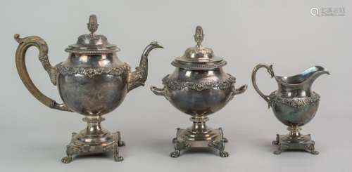 Harvey Lewis, PHL, 1811-26, 3 pc coin silver tea set