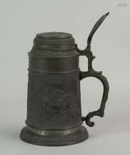 Pewter presentation stein, Univ of PA, 1906