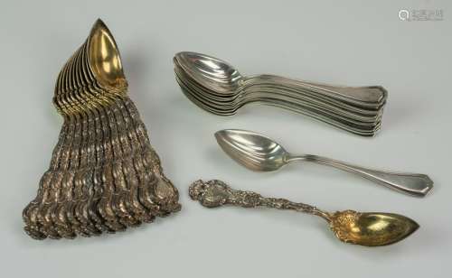 (12+12) sterling silver citrus spoons, Durgin, R&B