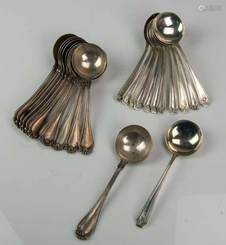 (12+12) sterling  bouillon spoons, D&H, Whiting