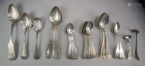 (17) sterling silver bright cut/Aesthetic spoons,