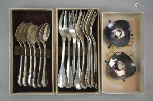 (10+6) 830 Danish silver dessert forks & spoons
