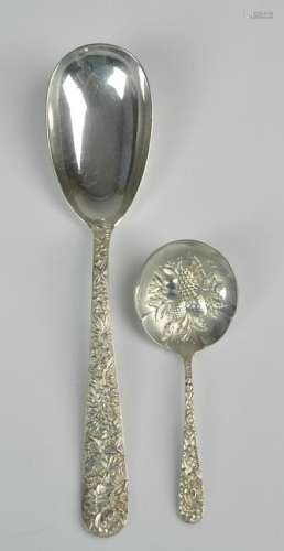(2) S Kirk & Son Co sterling Repousse spoons