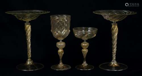 26 pcs Venetian Gold Flecked Glassware