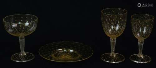 22 pcs Venetian Gold Flecked Glassware