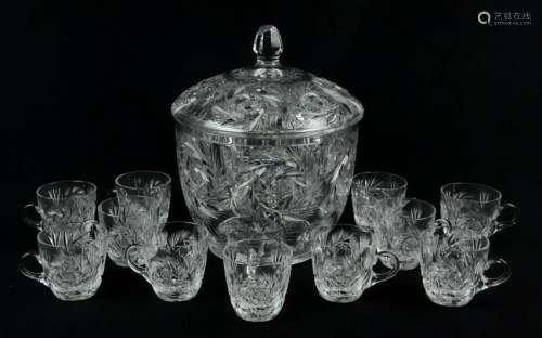 ABCG Cut Glass Tureen & Punch Cups