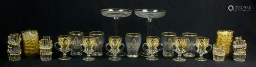 (36) Pcs Gold Decorated Glassware