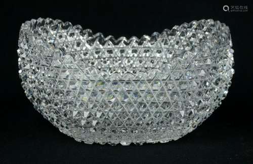 ABCG Diamond Cut Glass Oval Bowl