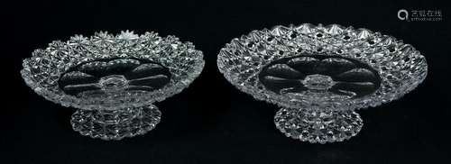 (2) ABCG Cut Glass Button & Daisy Compotes