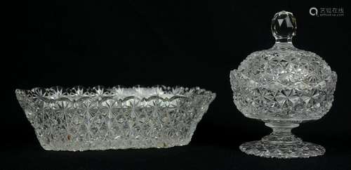 (2) ABCG Cut Glass Button & Daisy Dishes