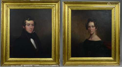 Pair 19th c Portrait paintings