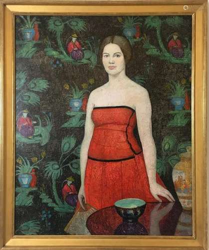 Emma Fordyce Macrae, Lady in Red, 1926, O/B