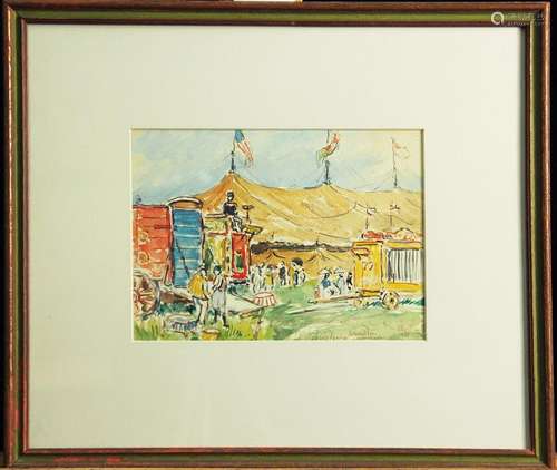 Reynolds Beal, Circus Tent and Wagons, 1927, W/C