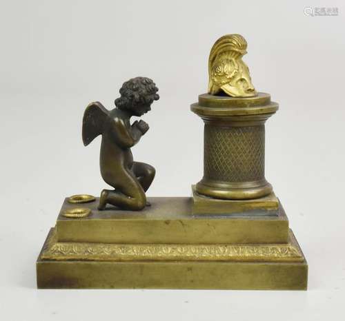 Gilt Bronze Praying Angel Inkwell