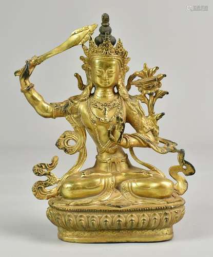 Tibetan Gilt Bronze Tara Figurine