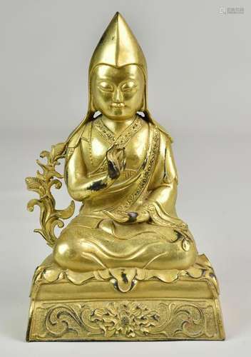 Tibetan Gilt Bronze Deity Figurine