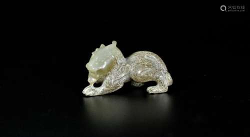 A white jade carved unicorn