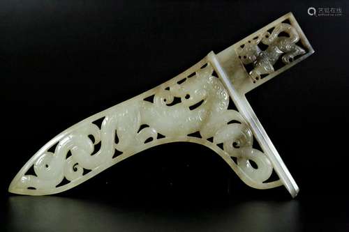 A white jade dagger-axe