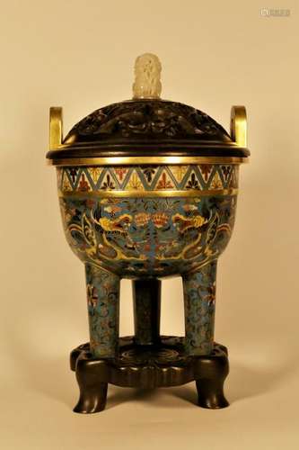 A gilt-bronze closinne censer