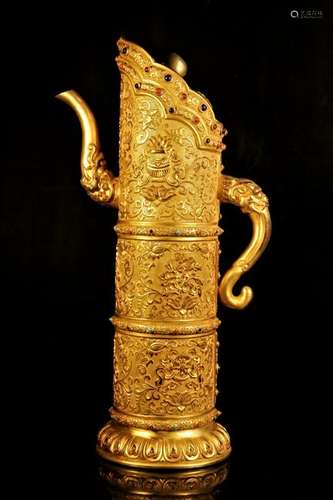 A gilt-bronze teapot