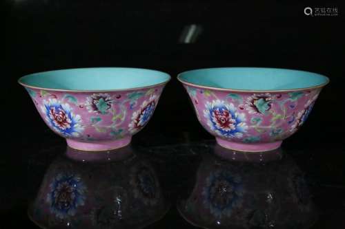 A pair of famille-rose 'flower' bowls