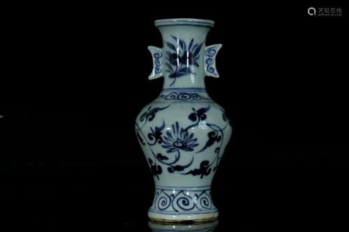 A blue and white vase