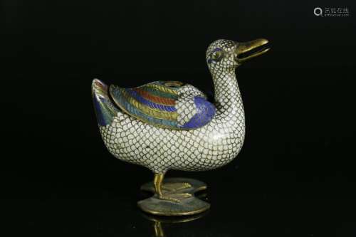 A cloisonn censer in shape of duck