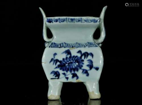 A blue and white censer