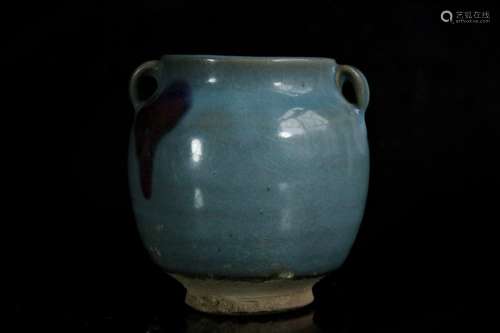 A junyao purple-splashed blue-glazed pot