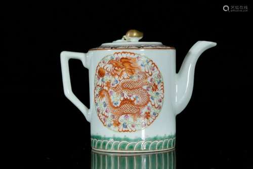 A famille-rose 'dragons' tea pot